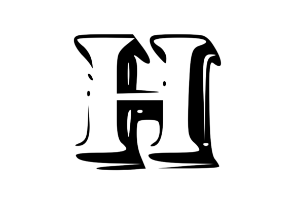 Fun Whacky Playful Mono Letter H V.2 for Crafts and Graphics
