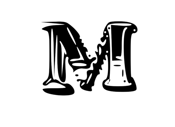 Fun Whacky Playful Mono Letter M V.2 for Crafts and Graphics