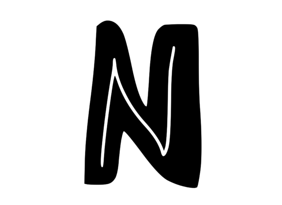 Funky Bold Skeleton Letter N for Graphics and Crafts