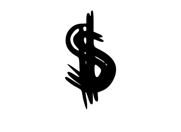 Old Brush Stroked Mono Symbol Dollar for Graphics & Crafts